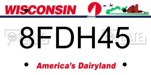 8FDH45 Wisconsin License Plate