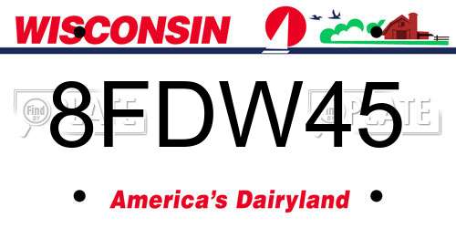 8FDW45 Wisconsin License Plate