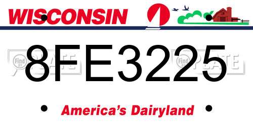 8FE3225 Wisconsin License Plate