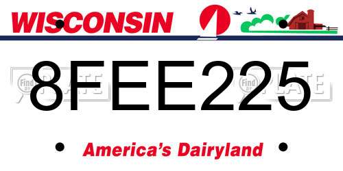 8FEE225 Wisconsin License Plate