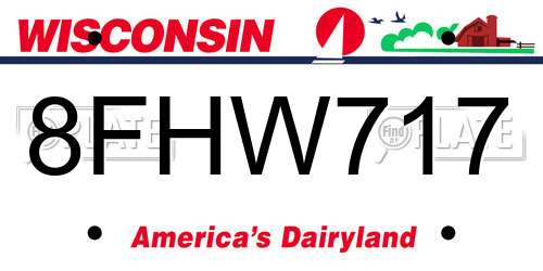 8FHW717 Wisconsin License Plate