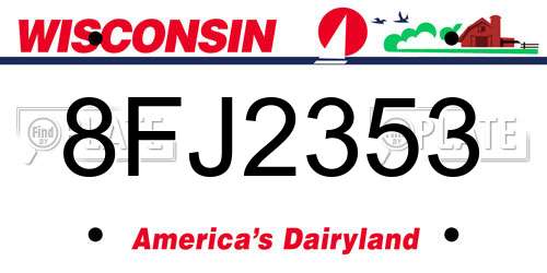 8FJ2353 Wisconsin License Plate