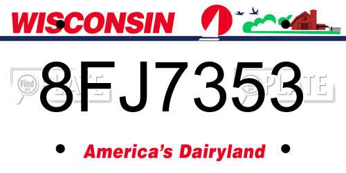 8FJ7353 Wisconsin License Plate