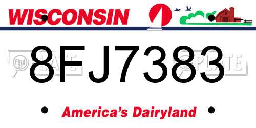 8FJ7383 Wisconsin License Plate