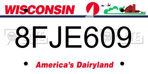 8FJE609 Wisconsin License Plate