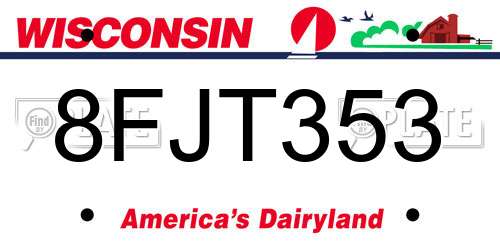 8FJT353 Wisconsin License Plate