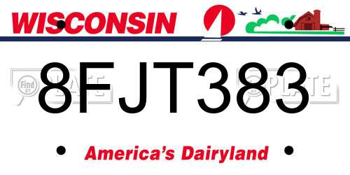 8FJT383 Wisconsin License Plate