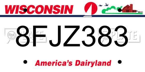 8FJZ383 Wisconsin License Plate