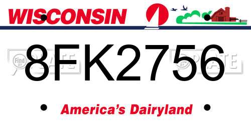 8FK2756 Wisconsin License Plate