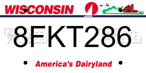 8FKT286 Wisconsin License Plate