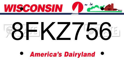 8FKZ756 Wisconsin License Plate