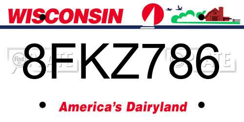 8FKZ786 Wisconsin License Plate