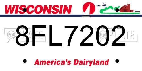 8FL7202 Wisconsin License Plate