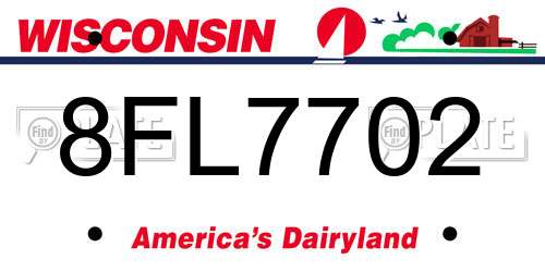 8FL7702 Wisconsin License Plate