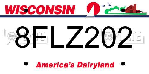 8FLZ202 Wisconsin License Plate