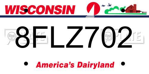 8FLZ702 Wisconsin License Plate