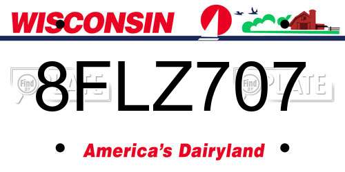 8FLZ707 Wisconsin License Plate