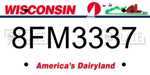 8FM3337 Wisconsin License Plate
