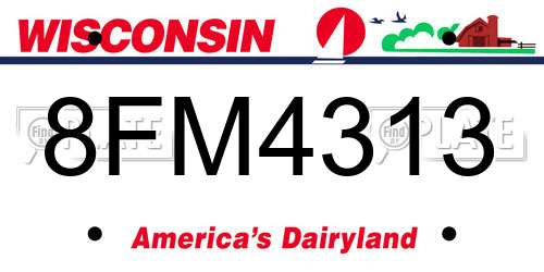 8FM4313 Wisconsin License Plate