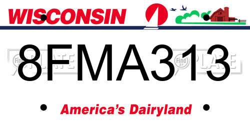 8FMA313 Wisconsin License Plate