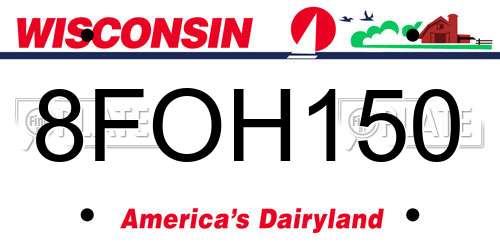8FOH150 Wisconsin License Plate