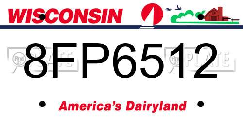 8FP6512 Wisconsin License Plate