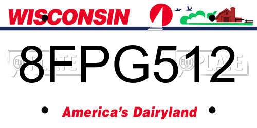8FPG512 Wisconsin License Plate