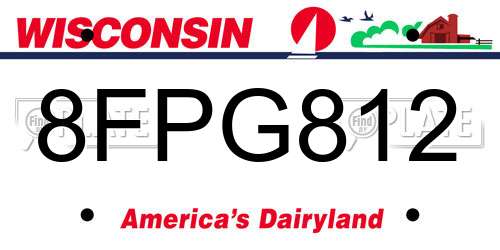 8FPG812 Wisconsin License Plate