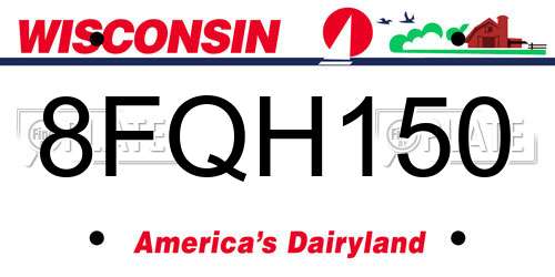 8FQH150 Wisconsin License Plate