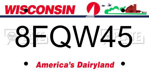 8FQW45 Wisconsin License Plate
