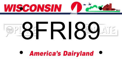 8FRI89 Wisconsin License Plate