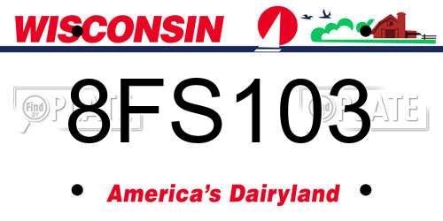 8FS103 Wisconsin License Plate