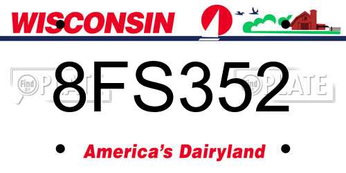 8FS352 Wisconsin License Plate