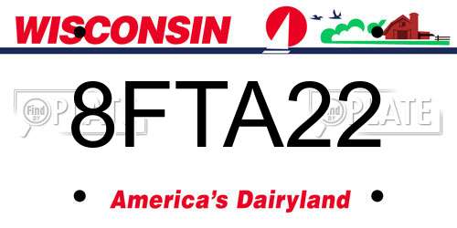 8FTA22 Wisconsin License Plate