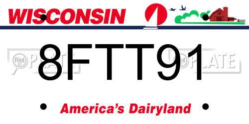 8FTT91 Wisconsin License Plate