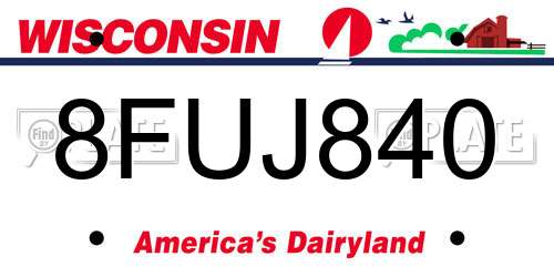 8FUJ840 Wisconsin License Plate