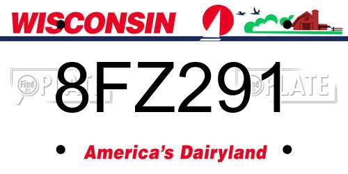 8FZ291 Wisconsin License Plate