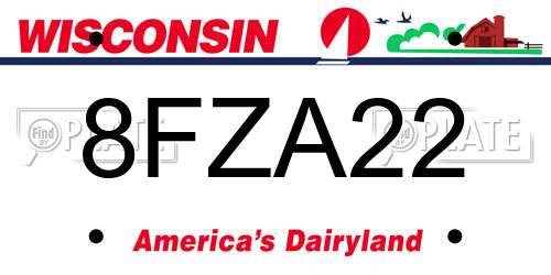 8FZA22 Wisconsin License Plate