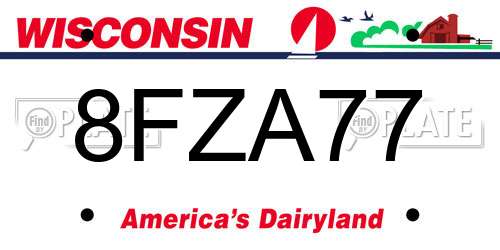 8FZA77 Wisconsin License Plate