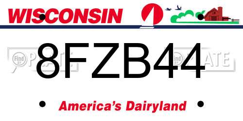 8FZB44 Wisconsin License Plate