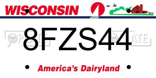8FZS44 Wisconsin License Plate
