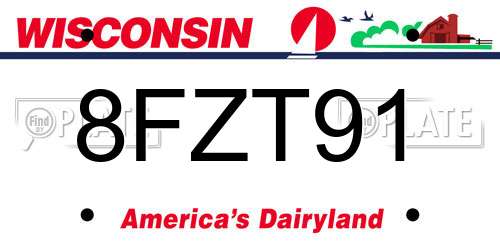 8FZT91 Wisconsin License Plate