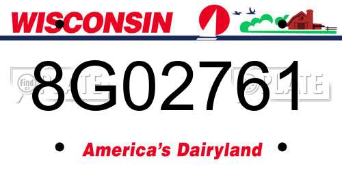 8G02761 Wisconsin License Plate