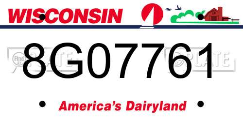 8G07761 Wisconsin License Plate