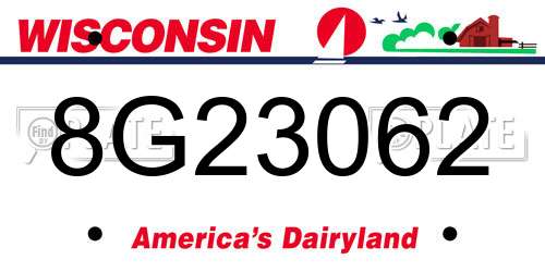 8G23062 Wisconsin License Plate