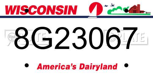 8G23067 Wisconsin License Plate