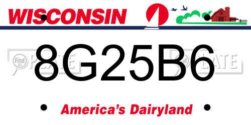 8G25B6 Wisconsin License Plate