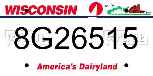 8G26515 Wisconsin License Plate