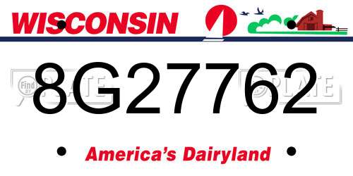 8G27762 Wisconsin License Plate