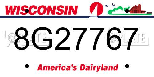 8G27767 Wisconsin License Plate